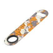 Ginger Weiße Katze Diagonalmuster Speed Flaschenöffner (Rückseite Schrägansicht)