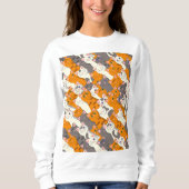 Ginger Weiße Katze Diagonalmuster Sweatshirt (Vorderseite)