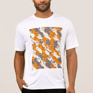 Ginger Weiße Katze Diagonalmuster T-Shirt