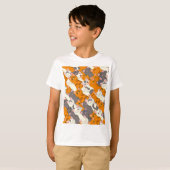 Ginger Weiße Katze Diagonalmuster T-Shirt (Vorne ganz)