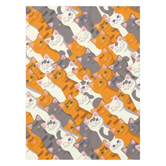 Ginger Weiße Katze Diagonalmuster Tischdecke (Vorderseite)
