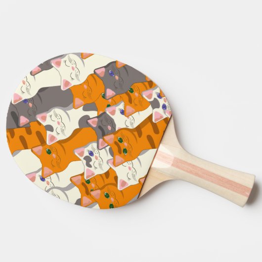 Ginger Weiße Katze Diagonalmuster Tischtennis Schläger (Seitenansicht)
