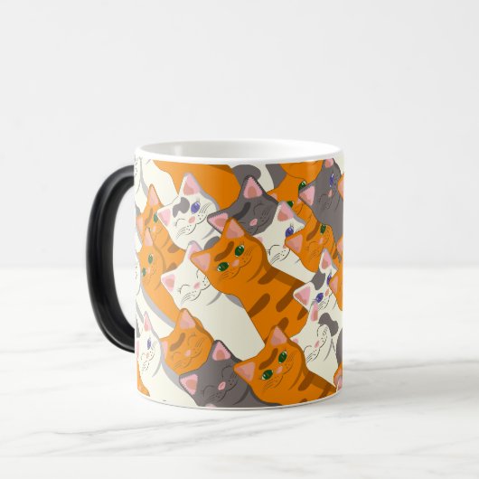 Ginger Weiße Katze Diagonalmuster Verwandlungstasse (Vorderseite Links)