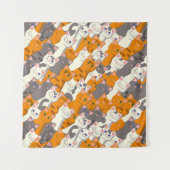 Ginger Weiße Katze Diagonalmuster Wandteppich (Vorderseite (Horizontal))