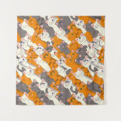 Ginger Weiße Katze Diagonalmuster Wandteppich (Vorderseite)