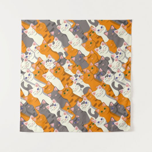 Ginger Weiße Katze Diagonalmuster Wandteppich (Vorderseite)