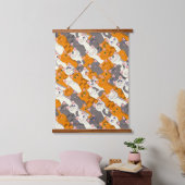 Ginger Weiße Katze Diagonalmuster Wandteppich Mit Holzrahmen (Schlafzimmer)