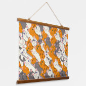 Ginger Weiße Katze Diagonalmuster Wandteppich Mit Holzrahmen (Gewinkelt)