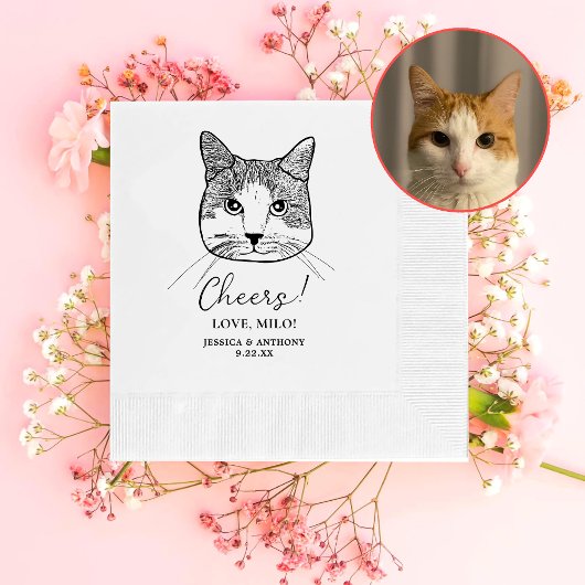 Ginger White Cat Personalisiert Cheers Serviette
