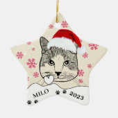 Ginger White Cat Personalisiert Hand Zeichnend Keramik Ornament (Vorne)