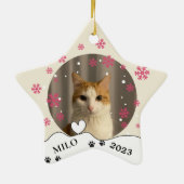 Ginger White Cat Personalisiert Hand Zeichnend Keramik Ornament (Hinten)