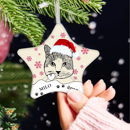 Ginger White Cat Personalisiert Hand Zeichnend Keramik Ornament