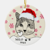 Ginger White Cat Personalisiert Hand Zeichnend Keramik Ornament (Vorne)