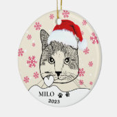 Ginger White Cat Personalisiert Hand Zeichnend Keramik Ornament (Links)