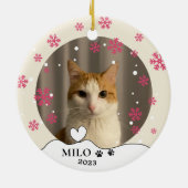 Ginger White Cat Personalisiert Hand Zeichnend Keramik Ornament (Hinten)