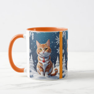 Ginger Winter Christmas Cat Tasse