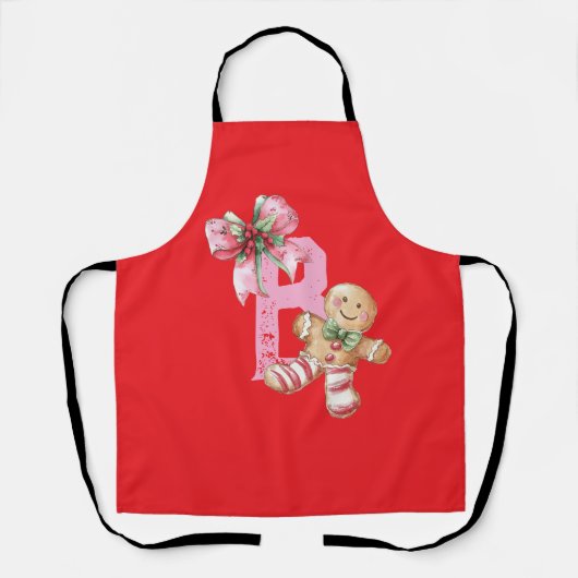 Gingerbread and Bow Initial Name Schürze (Vorderseite)