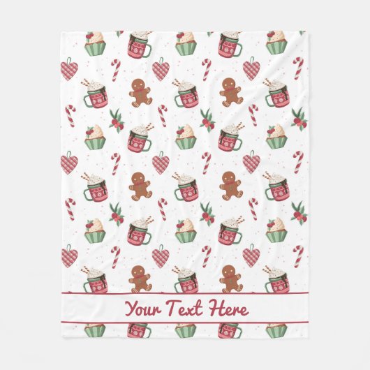Gingerbread and Hot Cocoa Christmas Fleece Blanket (Vorderseite)
