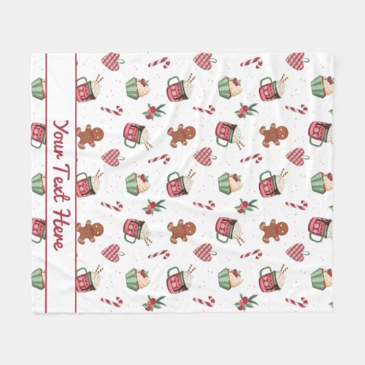 Gingerbread and Hot Cocoa Christmas Fleece Blanket (Vorderseite (Horizontal))