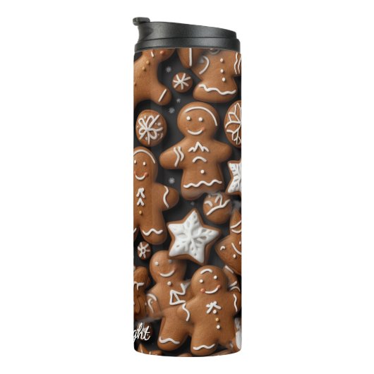 Gingerbread Army Holiday Pattern Thermosbecher (Nach rechts gedreht)