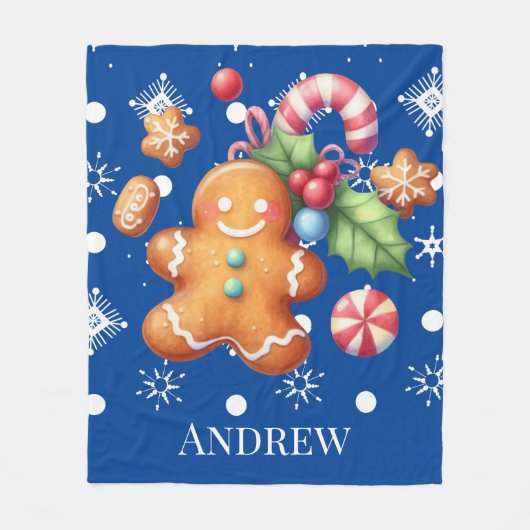 Gingerbread Baby Candy Cane Christmas Fleecedecke (Vorderseite)