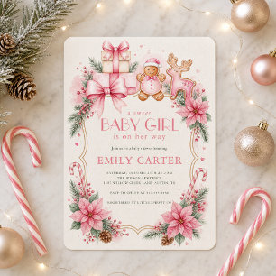 Gingerbread-Baby-Mädchen-Baby-Shower-Einladung Wei Einladung