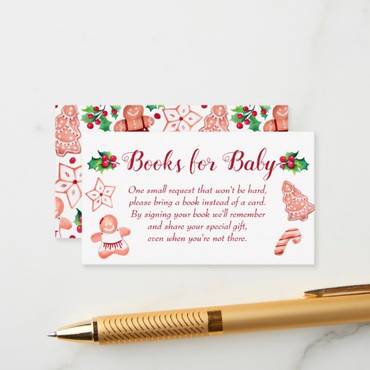 Gingerbread Baby Shower Books for Baby Girl Begleitkarte (Vorderseite/Rückseite Beispiel)