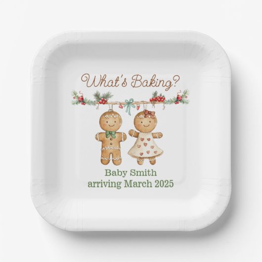 Gingerbread Baby Shower Gender Pappteller (Vorderseite)