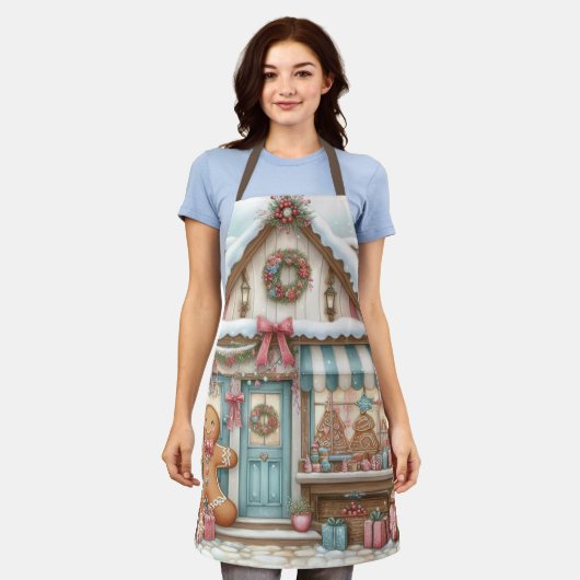Gingerbread Bakery House Cutting Board Schürze (Getragen)
