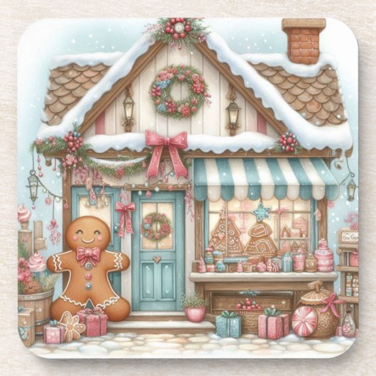 Gingerbread Bakery House Shop beverage coaster Getränkeuntersetzer (Vorderseite)