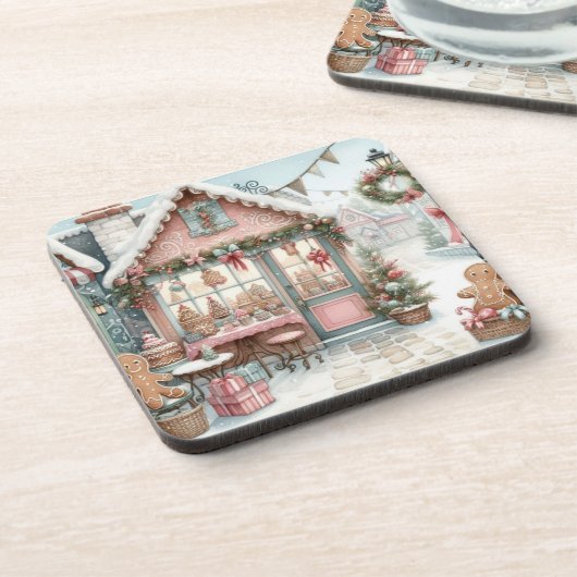 Gingerbread Bakery House Shop Getränkeuntersetzer (Linke Seite)