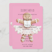 Gingerbread Ballerina Pink Geburtstag Einladung (Vorne/Hinten)