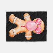 Gingerbread Blowing Bubble Gum Nk Sungles Christma Fleecedecke (Vorderseite (Horizontal))