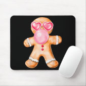 Gingerbread Blowing Bubble Gum Nk Sungles Christma Mousepad (Mit Mouse)