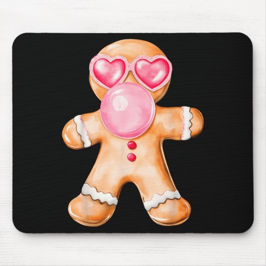 Gingerbread Blowing Bubble Gum Nk Sungles Christma Mousepad (Vorne)