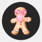Gingerbread Blowing Bubble Gum Nk Sungles Christma Runder Aufkleber (Vorderseite)