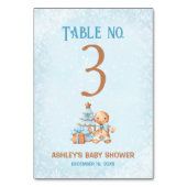 Gingerbread Blue Baby Dusche Tischnummer Zeichen (Vorderseite)