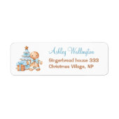 Gingerbread Blue Christmas Boy Baby Showadresse (Vorne)