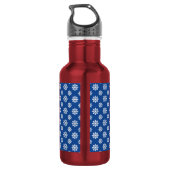 Gingerbread - Blue Snowflakes Pattern - Merry Xmas Edelstahlflasche (Rückseite)