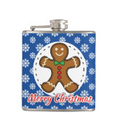 Gingerbread - Blue Snowflakes Pattern - Merry Xmas Flachmann (Vorderseite)