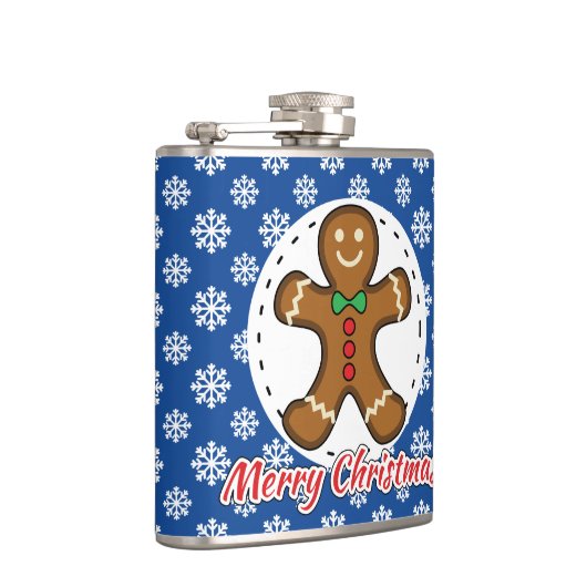 Gingerbread - Blue Snowflakes Pattern - Merry Xmas Flachmann (Rechts)