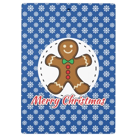 Gingerbread - Blue Snowflakes Pattern - Merry Xmas Klemmbrett (Rückseite)