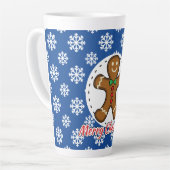 Gingerbread - Blue Snowflakes Pattern - Merry Xmas Milchtasse (Linke Ecke)