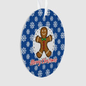 Gingerbread - Blue Snowflakes Pattern - Merry Xmas Ornament (Vorderseite)