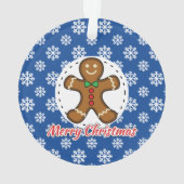 Gingerbread - Blue Snowflakes Pattern - Merry Xmas Ornament (Rückseite)