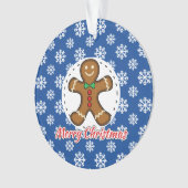 Gingerbread - Blue Snowflakes Pattern - Merry Xmas Ornament (Vorderseite)