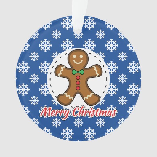 Gingerbread - Blue Snowflakes Pattern - Merry Xmas Ornament (Vorderseite)