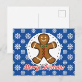 Gingerbread - Blue Snowflakes Pattern - Merry Xmas Postkarte (Vorne/Hinten)