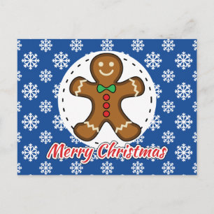 Gingerbread - Blue Snowflakes Pattern - Merry Xmas Postkarte