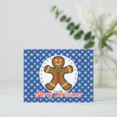 Gingerbread - Blue Snowflakes Pattern - Merry Xmas Postkarte (Stehend Vorderseite)